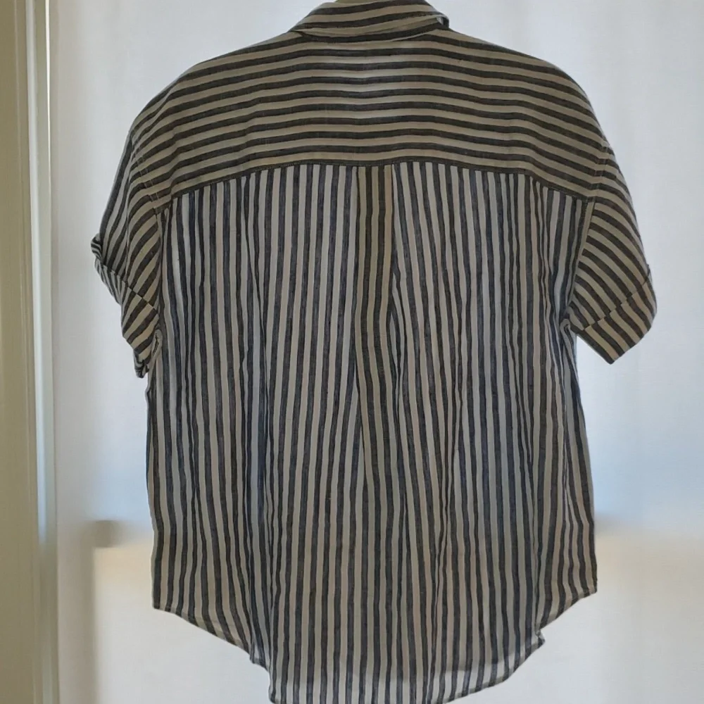 J. Crew Capitaine Linen Shirt, Blue Stripe, Size M - Picture 7 of 7